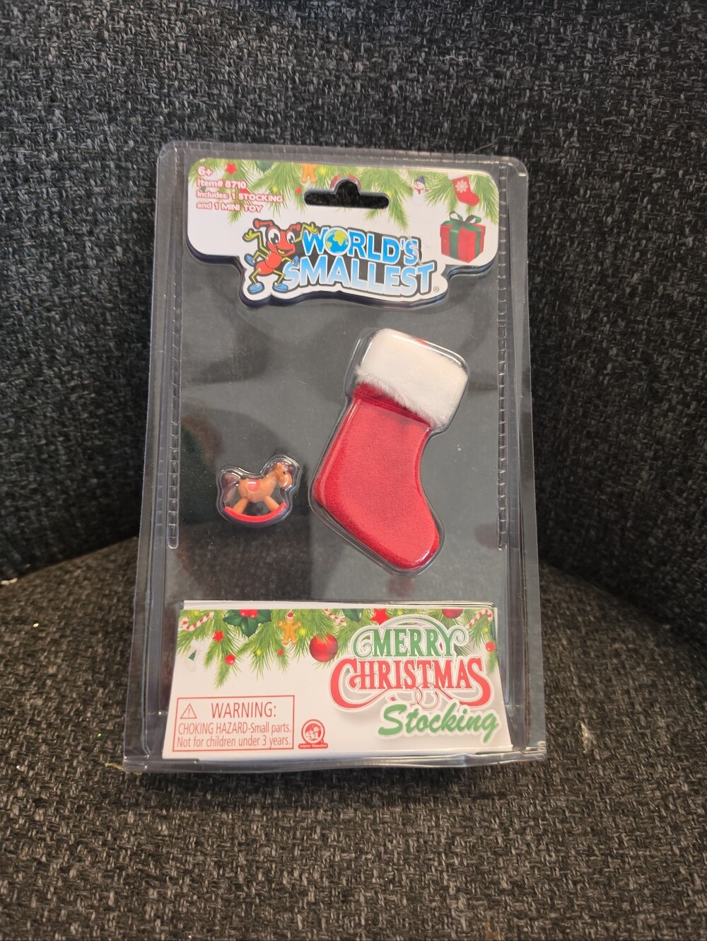 2023 NWT World's Smallest Merry Christmas Stocking With Miniature Rocking Horse